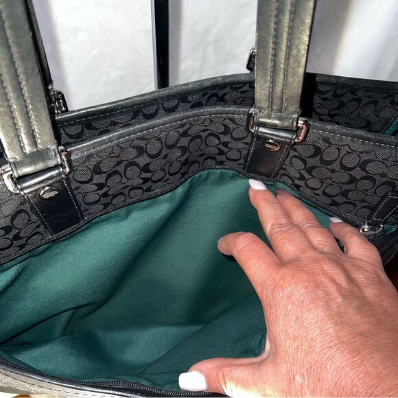 Coach Black Signature Handbag Tote Weekender Diaper Bag - #77156 - Picture 7 of 15